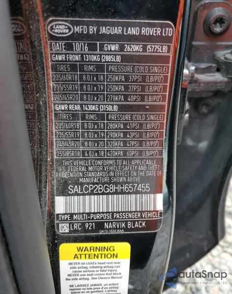 2017 Land Rover Discovery Sport Se from USA, damaged, VIN SALCP2BG8HH657455